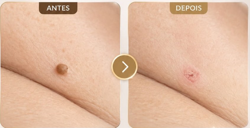Antes e depois de remoção de sinal
